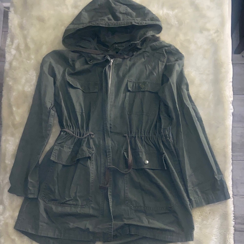 Love Tree Olive Green Utility Jacket with Hood